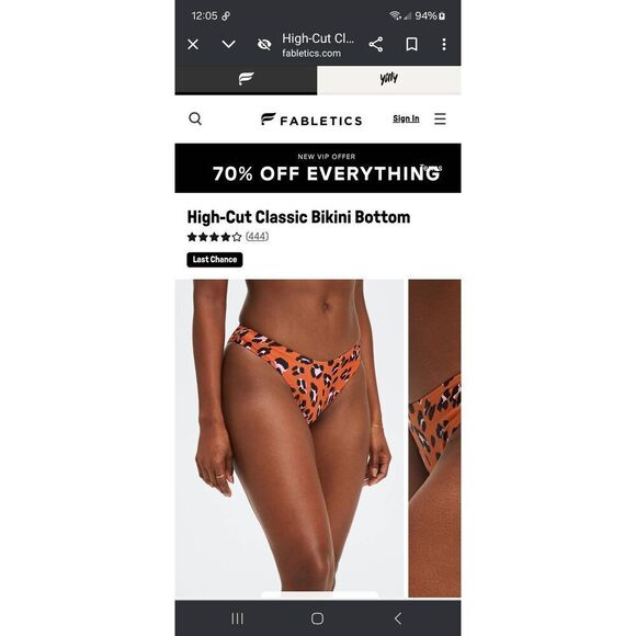 New Medium Fabletics Burnt Ochre Wavy Leo High Cut Classic Bikini Swim Bottoms - Picture 1 of 8